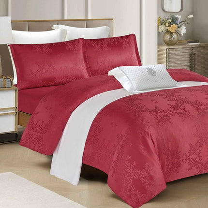 Set lenjerie de Lux jacquard, 4 piese, pat 2 persoane, cearșaf cu elastic Cod: JQC11