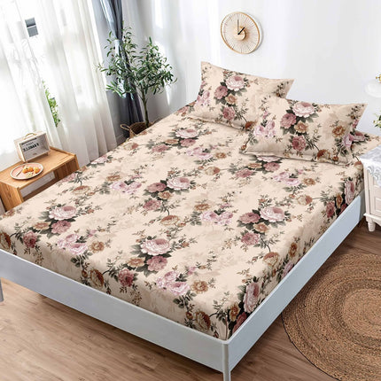 Husă de pat cu elastic din Bumbac Finet + 2 Fețe de Pernă, 180x200, Cod: DRS810