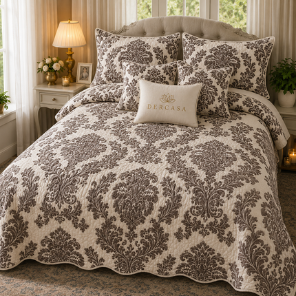 Cuvertură de pat matlasată din bumbac, 5 piese – Eleganță și confort, Cod: CVT4
