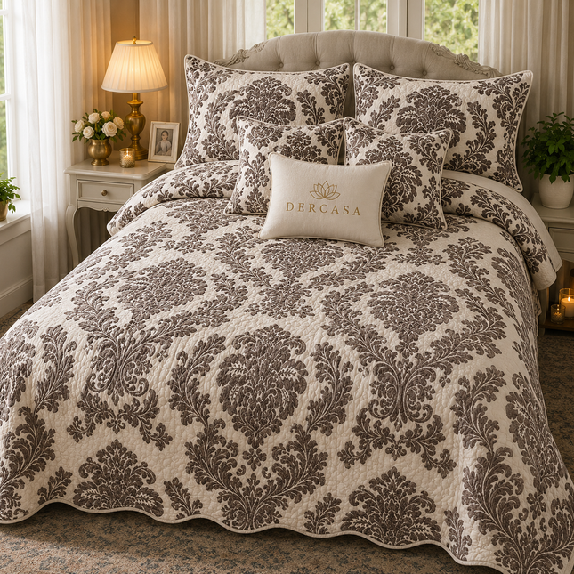 Cuvertură de pat matlasată din bumbac, 5 piese – Eleganță și confort, Cod: CVT4