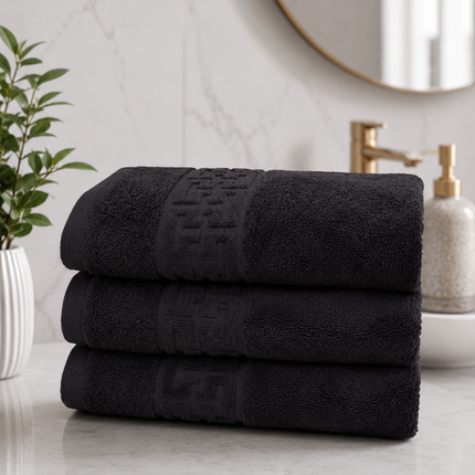 Set de 3 prosoape din bumbac 100% cu putere mare de absortie Black – 70 x 130 cm Elegance Cod: 15790PR