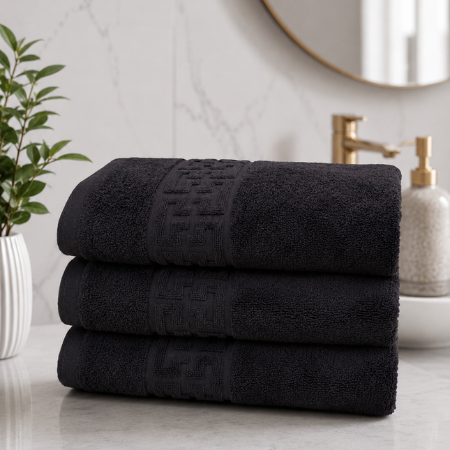 Set de 3 prosoape din bumbac 100% cu putere mare de absortie Black – 70 x 130 cm Elegance Cod: 15790PR