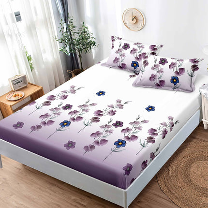 Husă de pat cu elastic din Bumbac Finet + 2 Fețe de Pernă, 180x200, Cod: DRS816