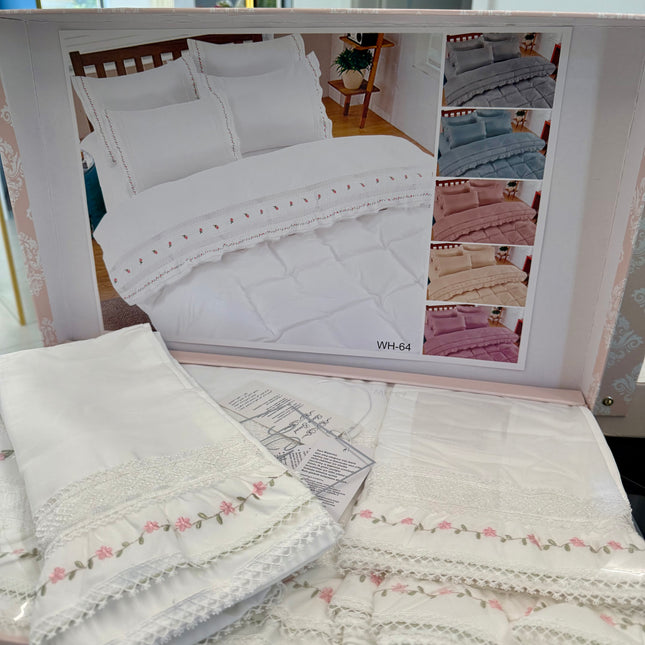 Set de Pat Luxury „Dantelă” – WH-64 Alb