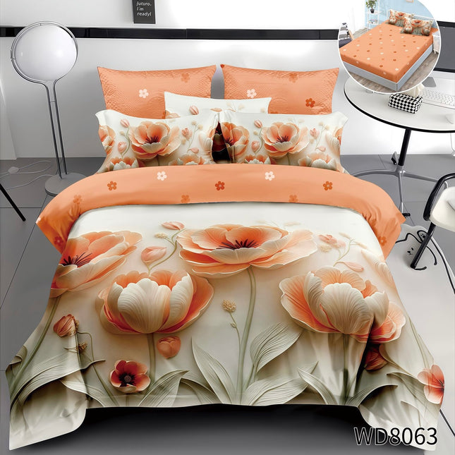 Lenjerie Premium cu efect panoramic 5D, cearșaf cu elastic, Cod: CDC-53