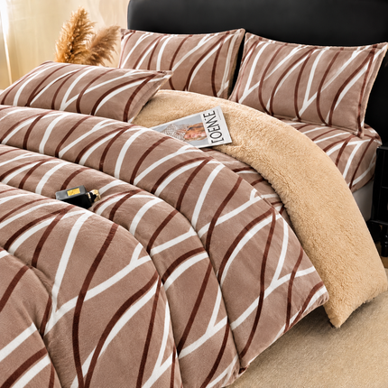Lenjerie de Pat Cocolino cu Blăniță Sherpa – Set 4 Piese, cod: SHPA44