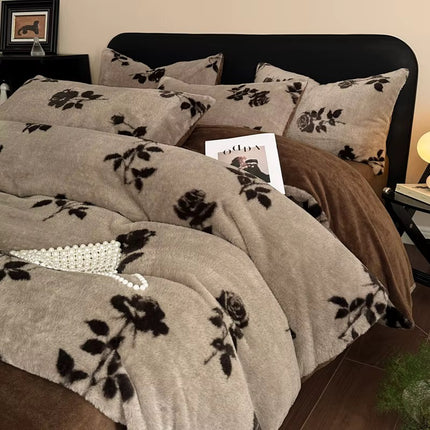 Set de Lux din blană de iepure artificială, 6 piese, cearșaf cu elastic Cod: BYE54