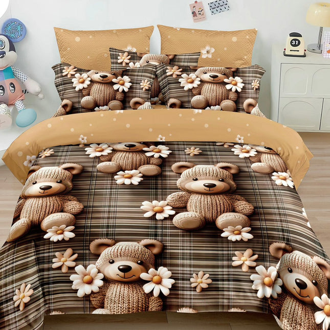 Lenjerie Premium cu efect panoramic 5D, cearșaf cu elastic, Cod: CDC-23