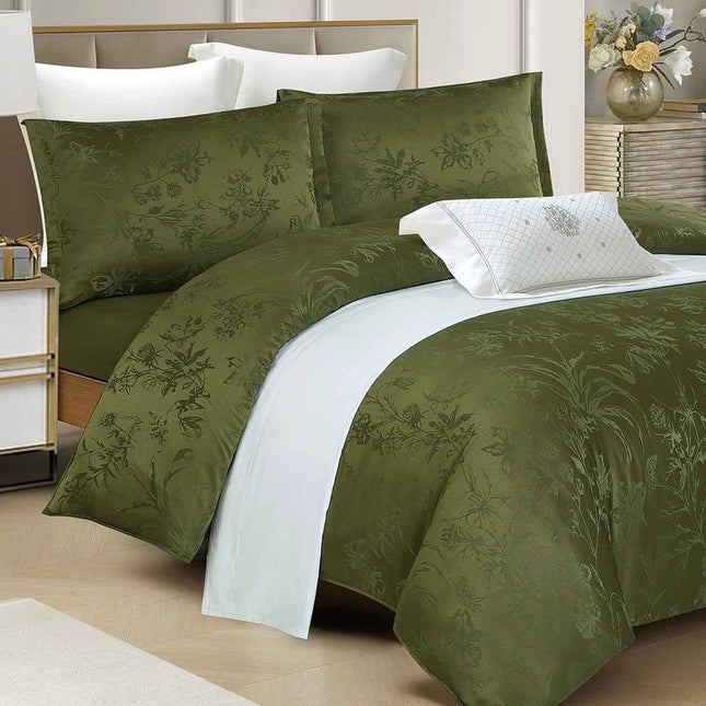 Set lenjerie de Lux jacquard, 4 piese, pat 2 persoane, cearșaf cu elastic Cod: JQC14
