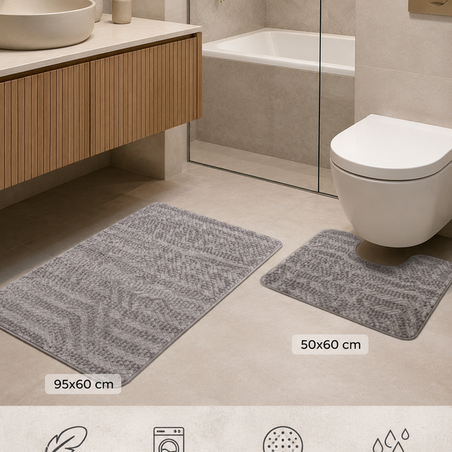 Covorașe de baie premium – Set 2 piese, ultra-absorbante și antiderapante, Cod: PBAY1