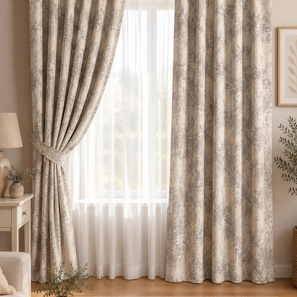 Draperii Sena – Set 2 bucăți, Jacquard Elegant, Crem, cu rejansă, Cod: SNA5