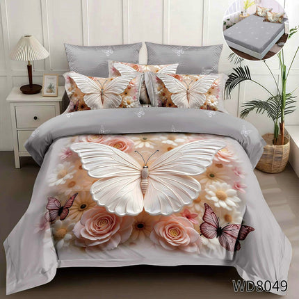 Lenjerie Premium cu efect panoramic 5D, cearșaf cu elastic, Cod: CDC-40