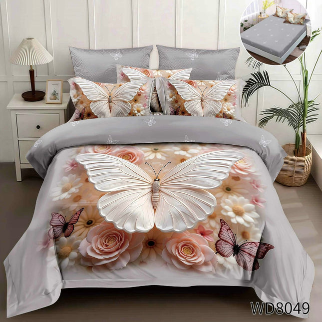 Lenjerie Premium cu efect panoramic 5D, cearșaf cu elastic, Cod: CDC-40