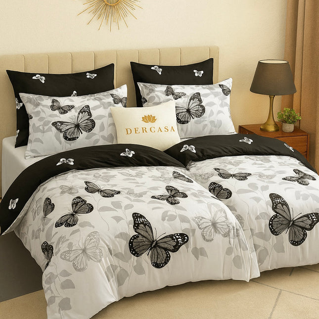 Set lenjerie pat – bumbac satinat, 7 piese, 2 huse pilotă, Cod: 7PS9
