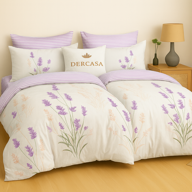 Set lenjerie pat – bumbac satinat, 7 piese, 2 huse pilotă, Cod: 7PS24