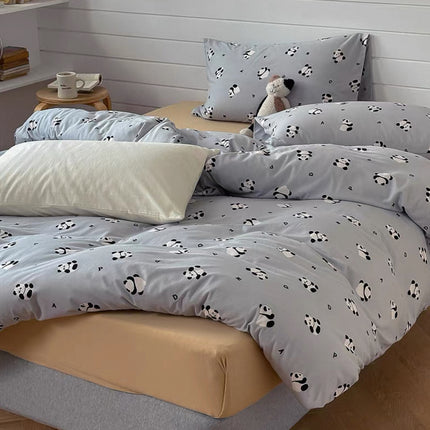 Lenjerie elastică premium din bumbac tricot – Design botanic, 4 piese, Cod: CTN15