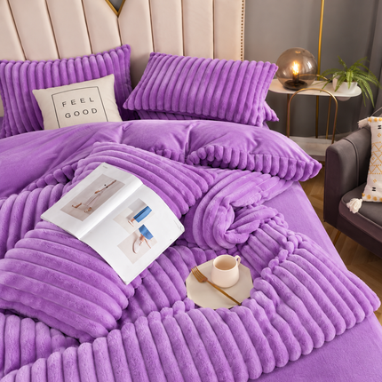Set de Lux din blană de iepure artificială, 4 piese, Cod: BY86