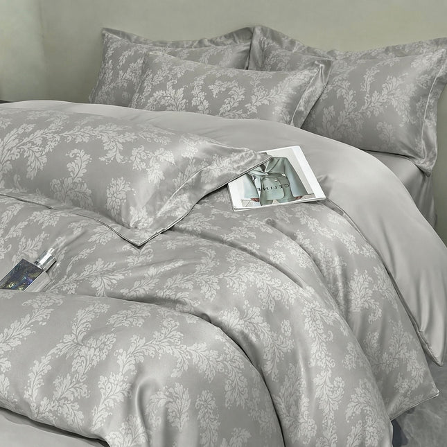 Set lenjerie de Lux jacquard, 6 piese, pat 2 persoane,cearșaf cu elastic, Cod: JQY35