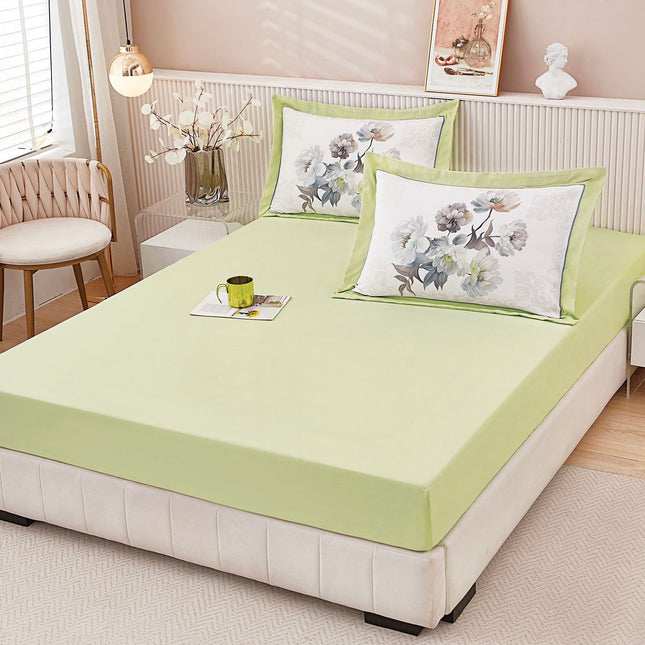 Husa de pat cu elastic din Bumbac fin + 2 Fete de Perna, Pat 2 Persoane -Cod: DER129