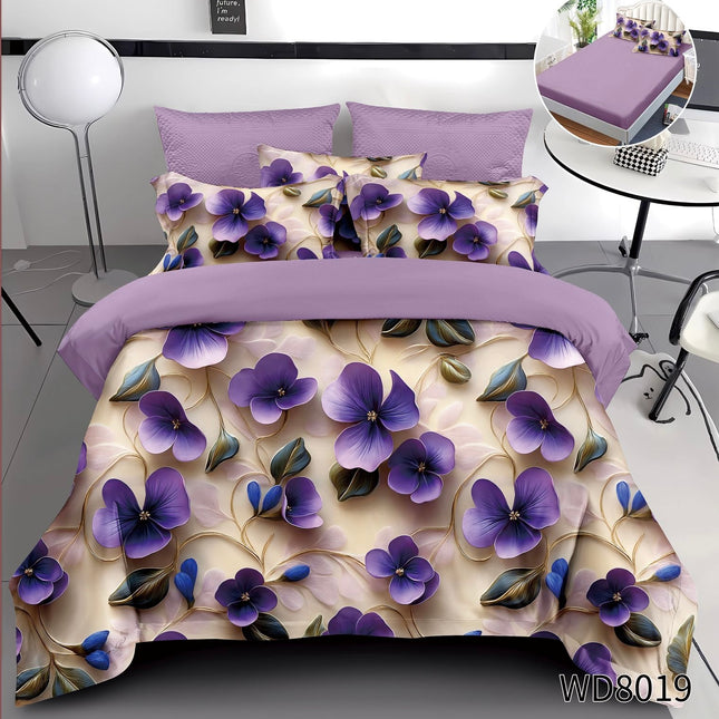 Lenjerie Premium cu efect panoramic 5D, cearșaf cu elastic, Cod: CDC-36