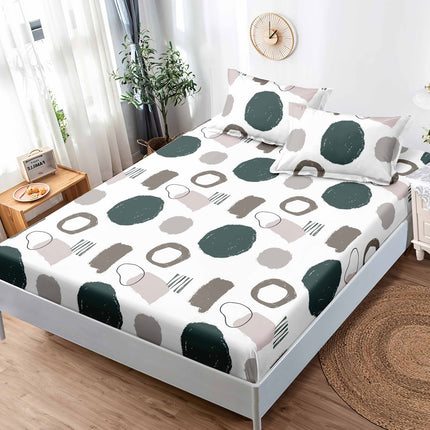 Husă de pat cu elastic din Bumbac Finet + 2 Fețe de Pernă, 180x200, Cod: DRS806