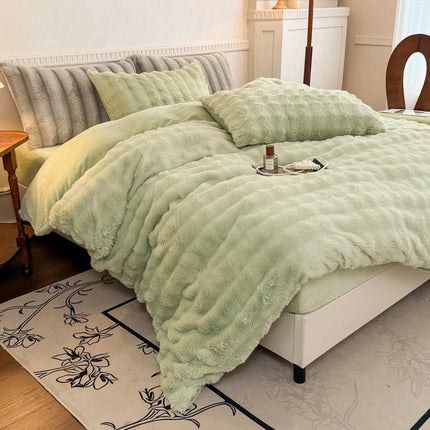 Set de Lux din blană de iepure artificială, 4 piese, Cod: BYK2