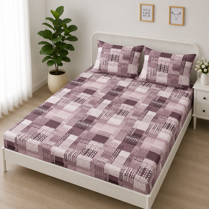 Husă de pat cu elastic din Bumbac Finet + 2 Fețe de Pernă, 160x200, Cod: DRS13