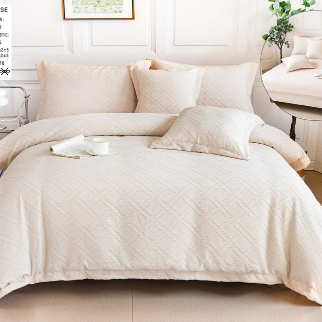 Lenjerie Deluxe Relief, Bumbac+In, grofate, 6 piese, cearșaf cu elastic DRG18