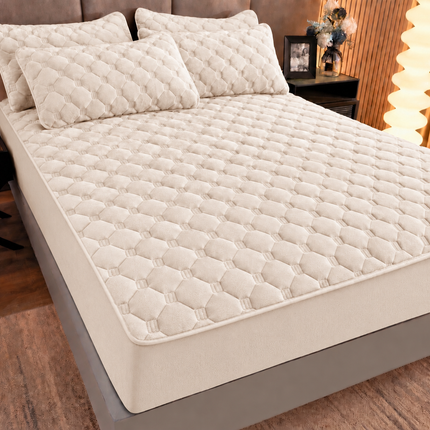 Husă / Topper saltea cu elastic, crem deschis, 160x200 cm Cod: TPW5