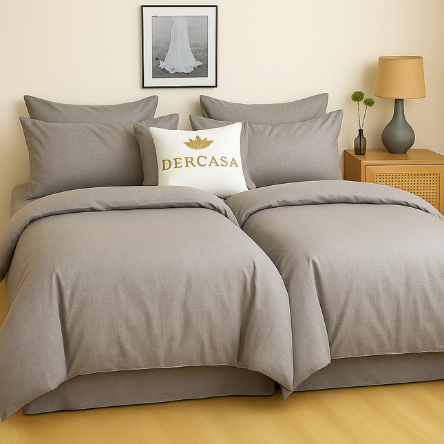 Set lenjerie pat – bumbac satinat, 7 piese, 2 huse pilotă, Cod: 7PS15