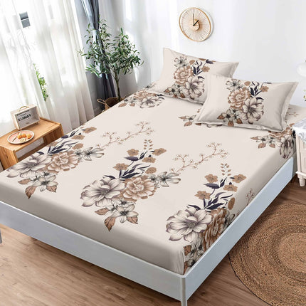 Husă de pat cu elastic din Bumbac Finet + 2 Fețe de Pernă, 180x200, Cod: DRS807