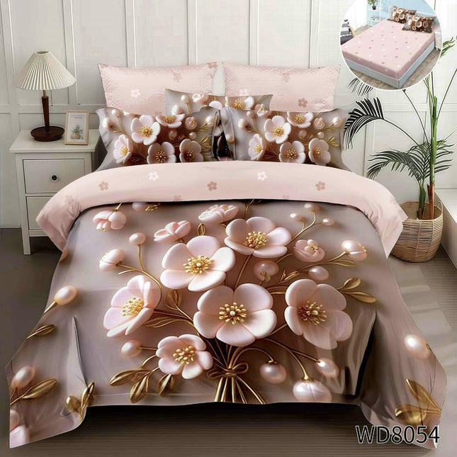 Lenjerie Premium cu efect panoramic 5D, cearșaf cu elastic, Cod: CDC-49