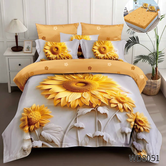 Lenjerie Premium cu efect panoramic 5D, cearșaf cu elastic, Cod: CDC-30