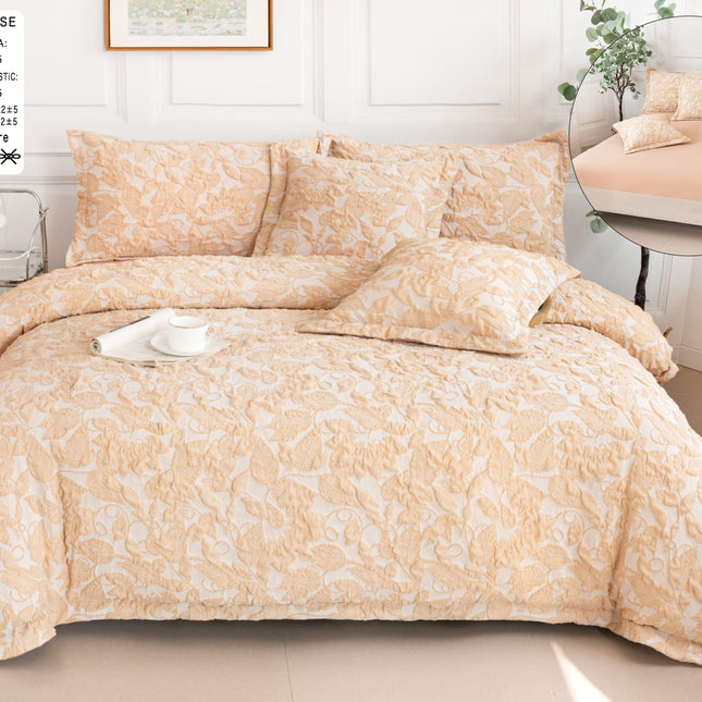 Lenjerie Deluxe Relief, Bumbac+In, grofate, 6 piese, cearșaf cu elastic DRG14