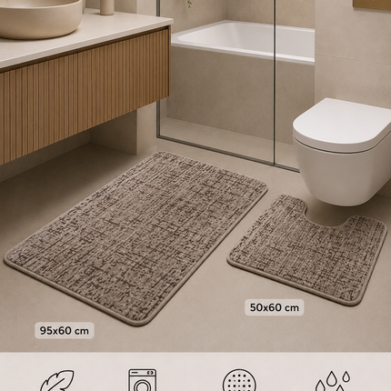 Covorașe de baie premium – Set 2 piese, ultra-absorbante și antiderapante, Cod: PBAY9