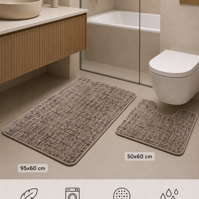 Covorașe de baie premium – Set 2 piese, ultra-absorbante și antiderapante, Cod: PBAY9