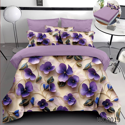 Lenjerie Premium cu efect panoramic 5D, cearșaf cu elastic, Cod: CDC-36