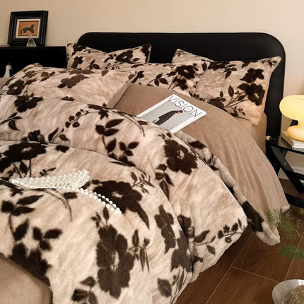 Set de Lux din blană de iepure artificială, 6 piese, cearșaf cu elastic Cod: BYE51