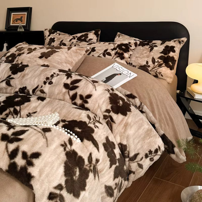 Set de Lux din blană de iepure artificială, 6 piese, cearșaf cu elastic Cod: BYE51