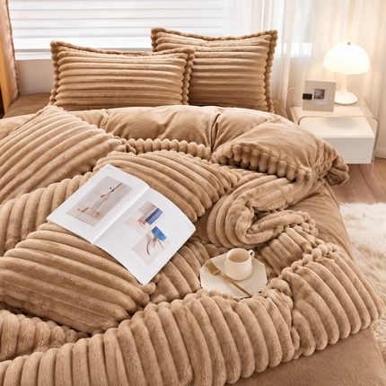 Set de Lux din blană de iepure artificială, 4 piese, Cod: BY88