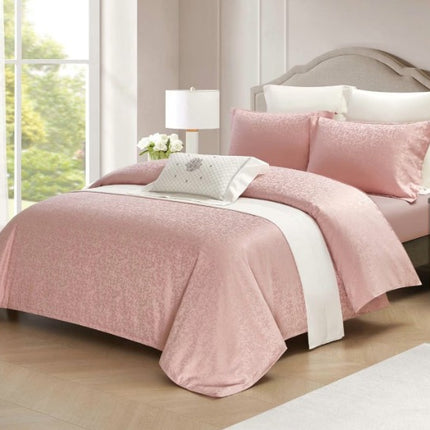 Set lenjerie de Lux jacquard, 4 piese, pat 2 persoane, cearșaf cu elastic Cod: JQC7
