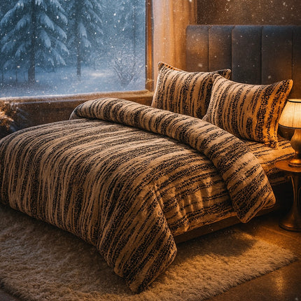 Lenjerie de Pat Cocolino 4 Piese – husă de pat cu elastic, Pufoasă și Călduroasă, Cod: CO4-11