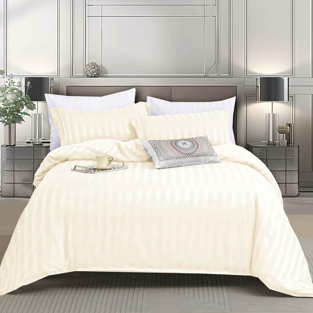 Lenjerie de Lux din Damasc Finetat Deluxe cu 6 piese-cearșaf de pat cu elastic Cod: DAE303