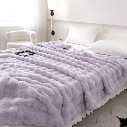 Pătură de lux cu blană de iepure artificială, 200x230 cm, cod: EXR16
