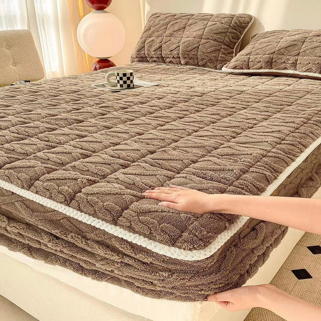 Husă / Topper saltea cu elastic, maro închis, 160x200 cm, Cod: CTPP408