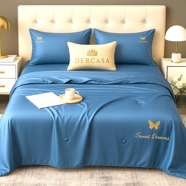 Set Luxury + pilotă ușoară inclusă din Mătase, 4 piese, pat dublu, Cod: FMT12
