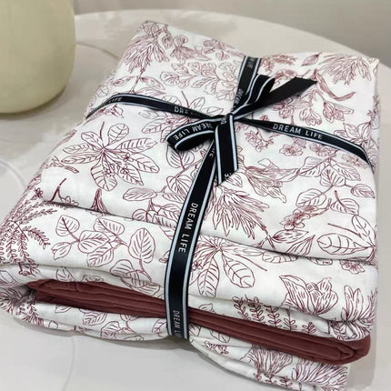 Lenjerie elastică premium din bumbac tricot – Design botanic, 4 piese, Cod: CTN07