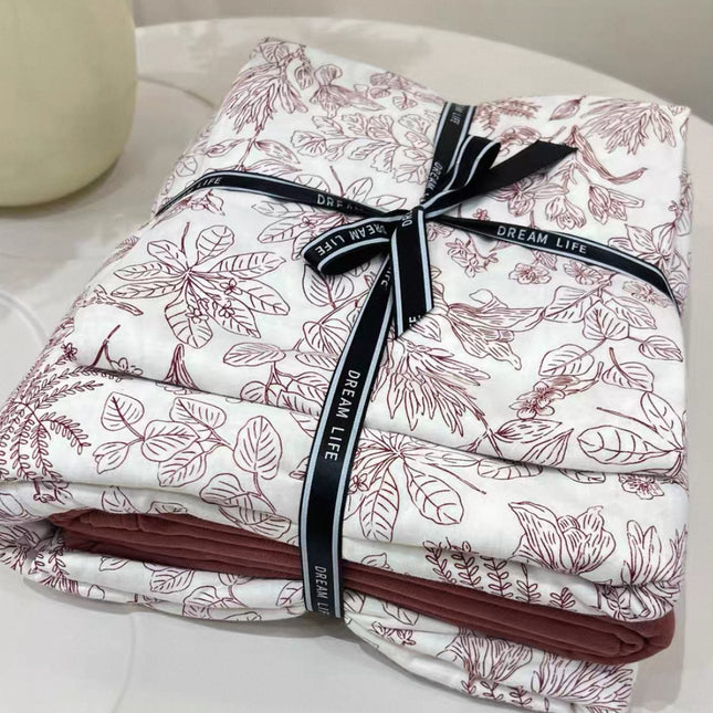 Lenjerie elastică premium din bumbac tricot – Design botanic, 4 piese, Cod: CTN07