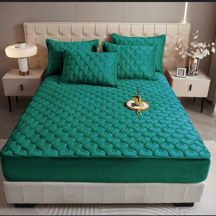 Husă / Topper saltea cu elastic, verde inchis, 140x200 cm, Cod: TPP58