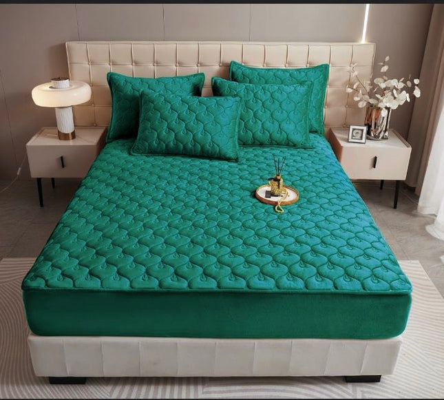 Husă / Topper saltea cu elastic, verde inchis, 140x200 cm, Cod: TPP58